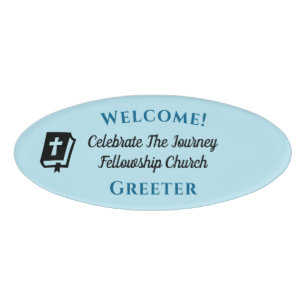 Moderne Bijbelse Christelijke kerk Greeter Welcome Naambadge