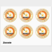 Moderne Bijen en Bloem Amber Honing Jar Ronde Sticker (Vel)