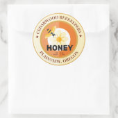 Moderne Bijen en Bloem Amber Honing Jar Ronde Sticker (Tas)