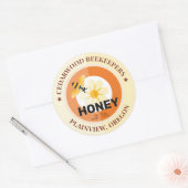 Moderne Bijen en Bloem Goldenrod Honing Jar Ronde Sticker (Envelop)