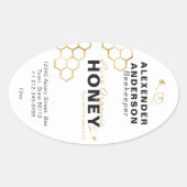 Moderne Bijen Gouden Honingraat Ovale Sticker (Voorkant)