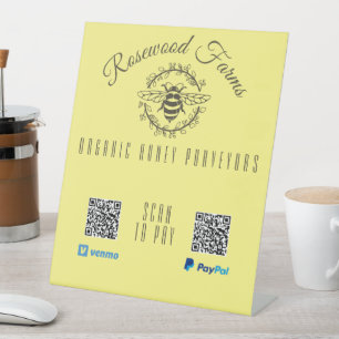 Moderne bijen met hoge QR-codebetaling Reclamebord Met Voetstuk