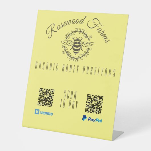 Moderne bijen met hoge QR-codebetaling Reclamebord Met Voetstuk (Voorkant)