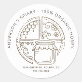 Moderne bijenhoningpot label (Voorkant)