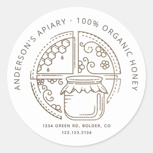 Moderne bijenhoningpot label (Voorkant)