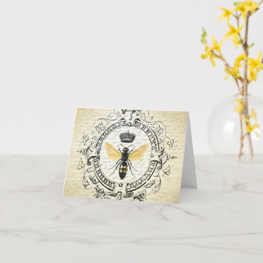 Moderne  bijenkoningin kaart (Gele Bloem)