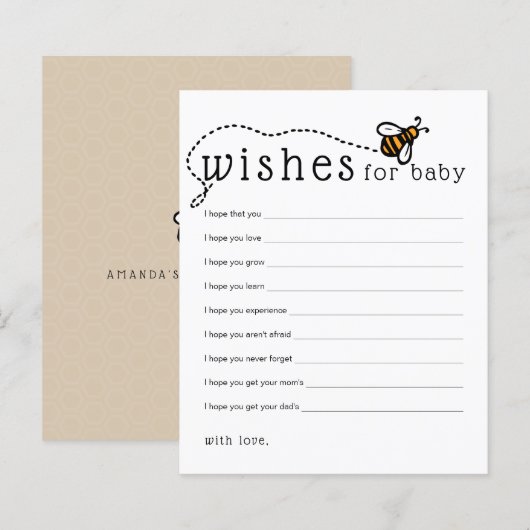 Moderne Bijenwensen voor Baby Advieskaart (Voorkant / Achterkant)