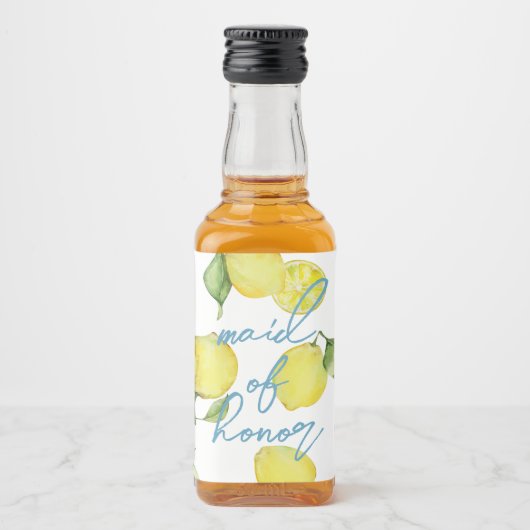 Moderne bijpassende MOH Bruidsfeest | Lemons Likeurfles Etiket (Voorkant)
