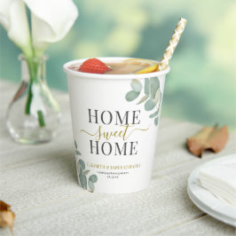 Moderne bijtende Eucalyptus Home Sweet Home Party Papieren Bekers