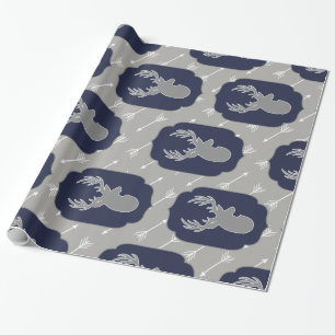 Moderne bijtende grijze oorstrijken en witte pijle cadeaupapier