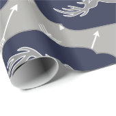 Moderne bijtende grijze oorstrijken en witte pijle cadeaupapier (Rol Hoek)