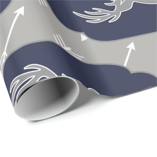 Moderne bijtende grijze oorstrijken en witte pijle cadeaupapier (Rol Hoek)