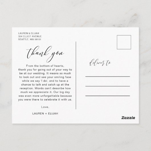 Moderne bijtende kalligrafie Dank u Briefkaart (Achterkant)