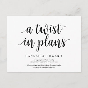 Moderne bijzin, een draai in plannen, uitgesteld briefkaart