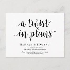 Moderne bijzin, een draai in plannen, uitgesteld briefkaart