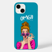Moderne bijzondere girly pop art vibran blauw roze Case-Mate iPhone case (Achterkant)