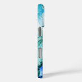 Moderne Billowy Wervelt Blauw Goud iPhone Case (Achterkant / Rechts)