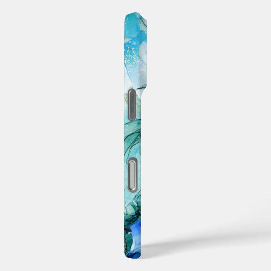 Moderne Billowy Wervelt Blauw Goud iPhone Case (Achterkant / Rechts)