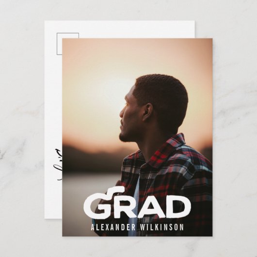 Moderne binaire scriptfunctie voor minimale fotogr uitnodiging briefkaart (Voorkant / Achterkant)