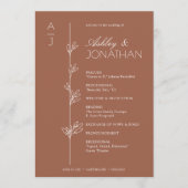 Moderne biologische bloemen scheider bruiloft programmakaart (Voorkant)