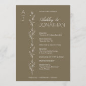 Moderne biologische bloemen scheider bruiloft programmakaart (Voorkant)