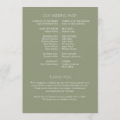 Moderne biologische bloemen scheider bruiloft programmakaart (Achterkant)