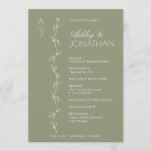 Moderne biologische bloemen scheider bruiloft programmakaart (Voorkant)