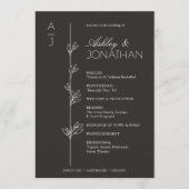 Moderne biologische bloemen scheider bruiloft programmakaart (Voorkant)