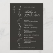 Moderne biologische bloemen scheider bruiloft programmakaart (Voorkant)