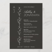 Moderne biologische bloemen scheider bruiloft programmakaart (Voorkant)