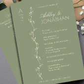 Moderne biologische bloemen scheider bruiloft programmakaart