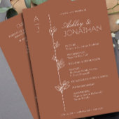 Moderne biologische bloemen scheider bruiloft programmakaart