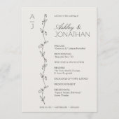 Moderne biologische bloemen scheider bruiloft programmakaart (Voorkant)