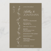 Moderne biologische bloemen scheider bruiloft programmakaart (Voorkant)