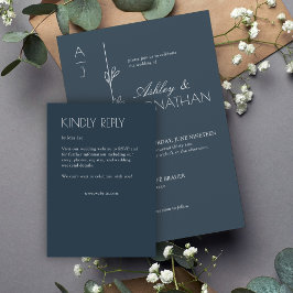 Moderne biologische bloemen scheider bruiloft RSVP kaartje