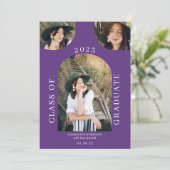 Moderne bioscoop paars 4 foto-afstuderen kaart (Staand voorkant)