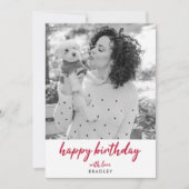 Moderne Birthday Foto minimalistisch Rode Stijlvol (Voorkant)