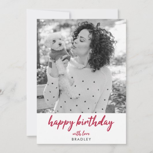 Moderne Birthday Foto minimalistisch Rode Stijlvol (Voorkant)