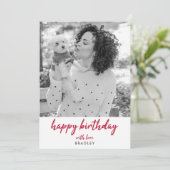 Moderne Birthday Foto minimalistisch Rode Stijlvol (Staand voorkant)