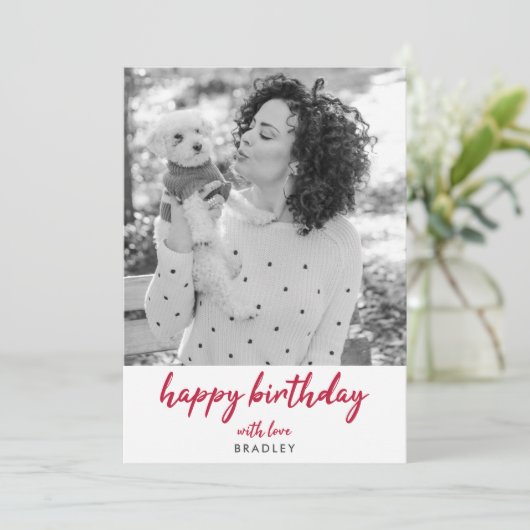 Moderne Birthday Foto minimalistisch Rode Stijlvol (Staand voorkant)