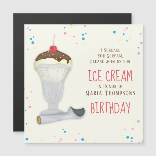 Moderne 'Birthday' Ice Cream Simple Whimsical Magn (Voorkant / Achterkant)