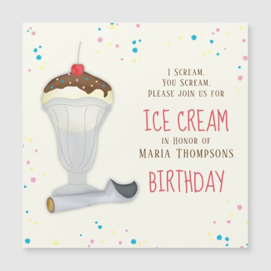 Moderne 'Birthday' Ice Cream Simple Whimsical Magn (Voorkant)