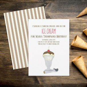 Moderne 'Birthday'-ijsroom minimalistisch eenvoudi Kaart