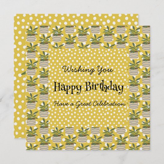 Moderne 'Birthday' Planten Decor Gold Sage Green (Voorkant / Achterkant)
