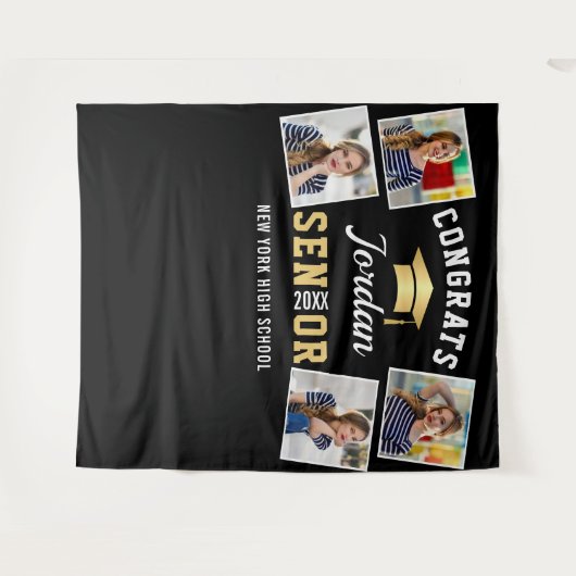 Moderne Black Afstuderen 4 Photo Booth Backdrop Wandkleed (Voorkant (horizontaal))