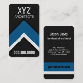 Moderne Black and Blue Architect Visitekaartjes (Voorkant / Achterkant)