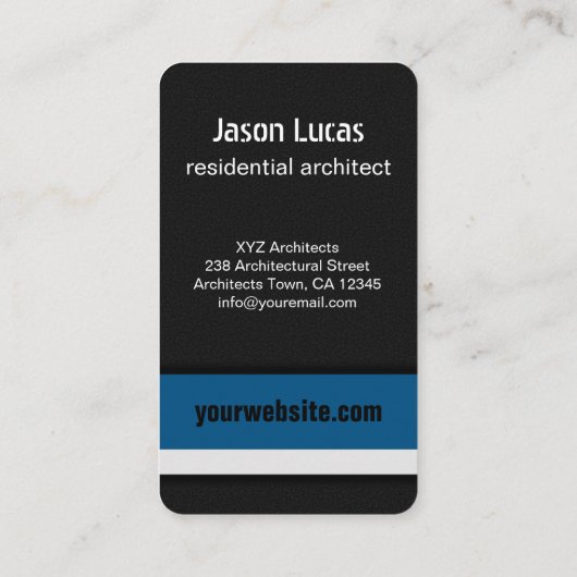 Moderne Black and Blue Architect Visitekaartjes (Achterkant)