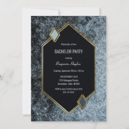 Moderne Black and Gold Bachelor Party Kaart