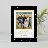 Moderne Black and Gold Foil Kerstkaart Folie Feestdagenkaart (Staand Voorkant)