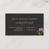 Moderne Black and Gold Folie Massage Therapeut Log Visitekaartje (Achterkant)
